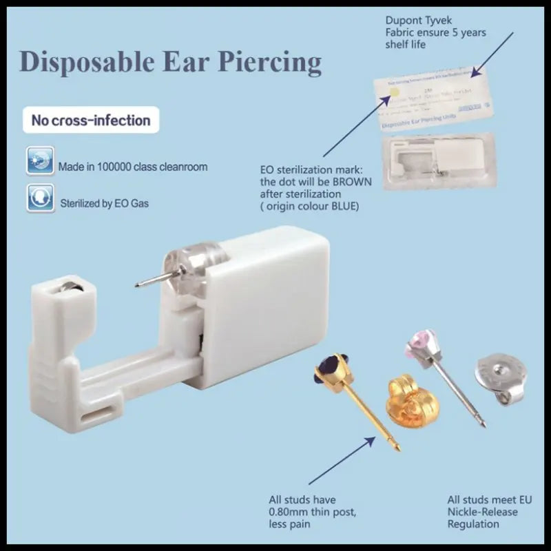 24Pcs Ear Nose Piercing Kit with Sterile Stainless Steel Studs and Piercing Gun - Safe, No Pain, Multiple Colors
