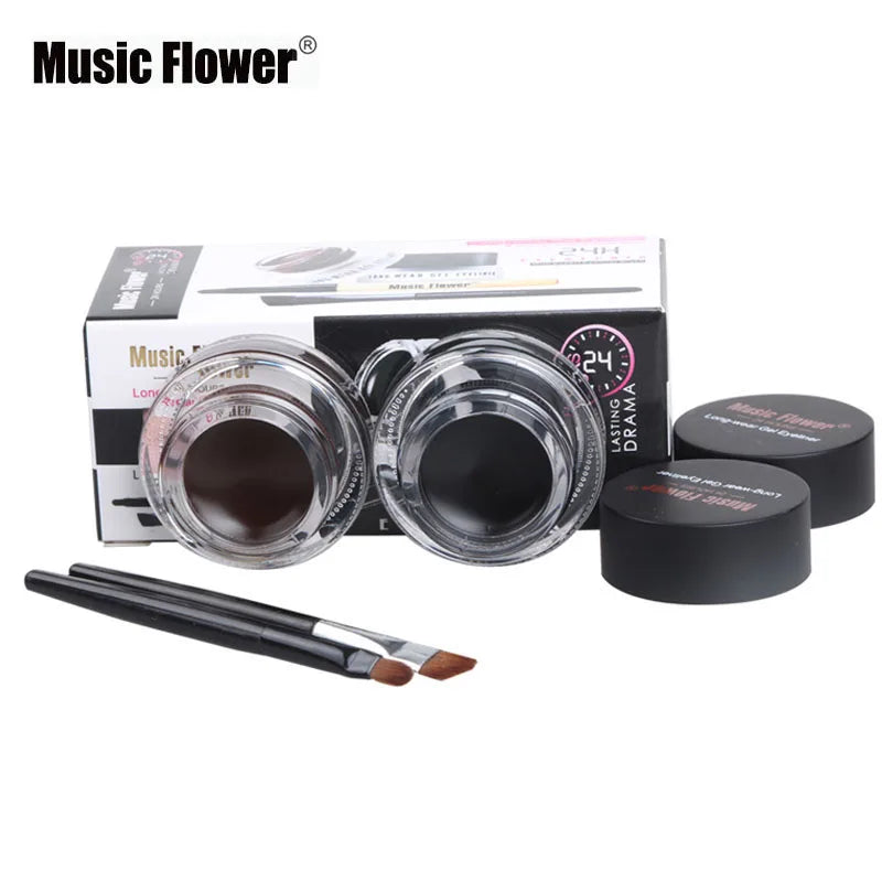 Waterproof Gel Eyeliner Kit 2-in-1 Long-Lasting Eye Makeup Set with Brushes