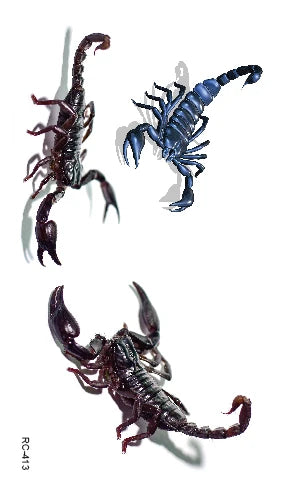 Halloween 3D Spider & Scorpion Temporary Tattoo Stickers Body Art - 10.5x6cm