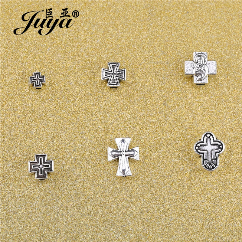 30PCS Metal Alloy Cross Beads for DIY Jewelry Making Spacer Beads