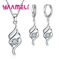 Sterling Silver Jewelry Set with Pendant Necklace and Hoop Earrings for Women