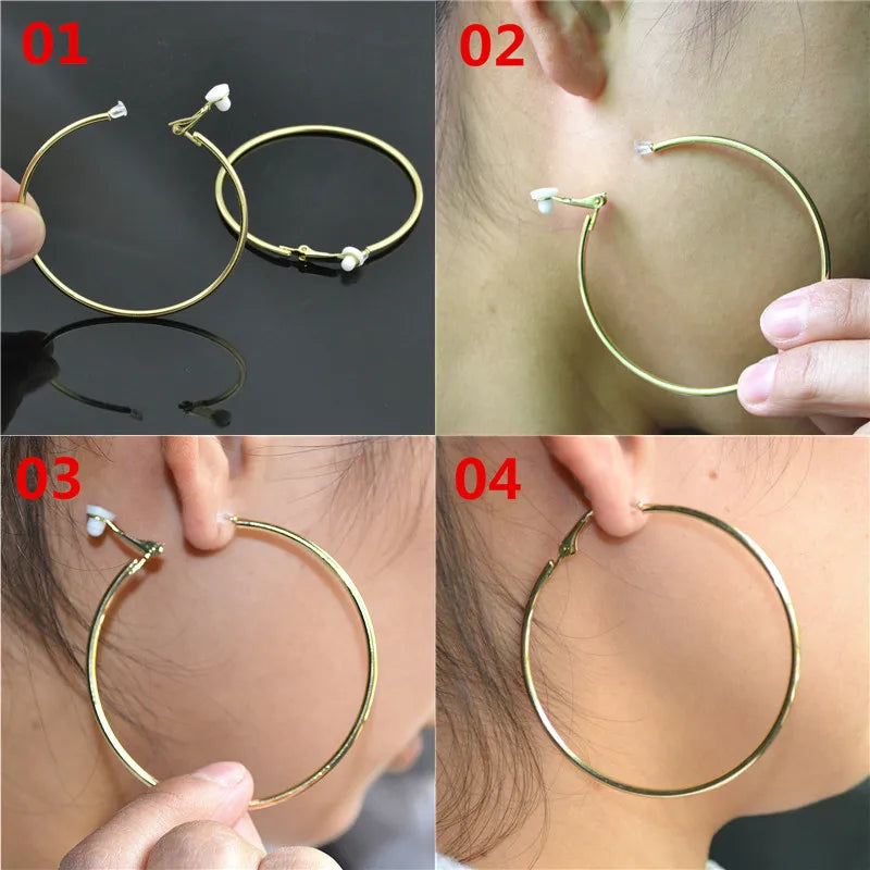 Clip-On Earrings for Women No Piercing Hypoallergenic Circle Sparkle Jewelry