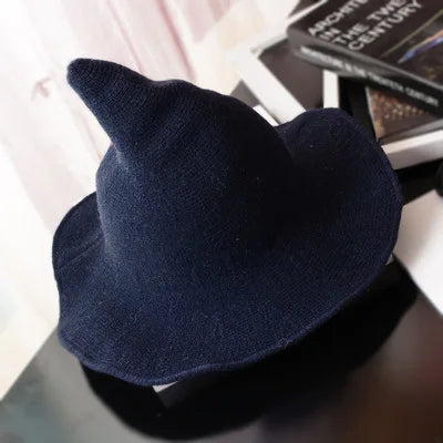 Halloween Witch Hat Unisex Wool Knit Costume Hat Solid Fashion Accessory