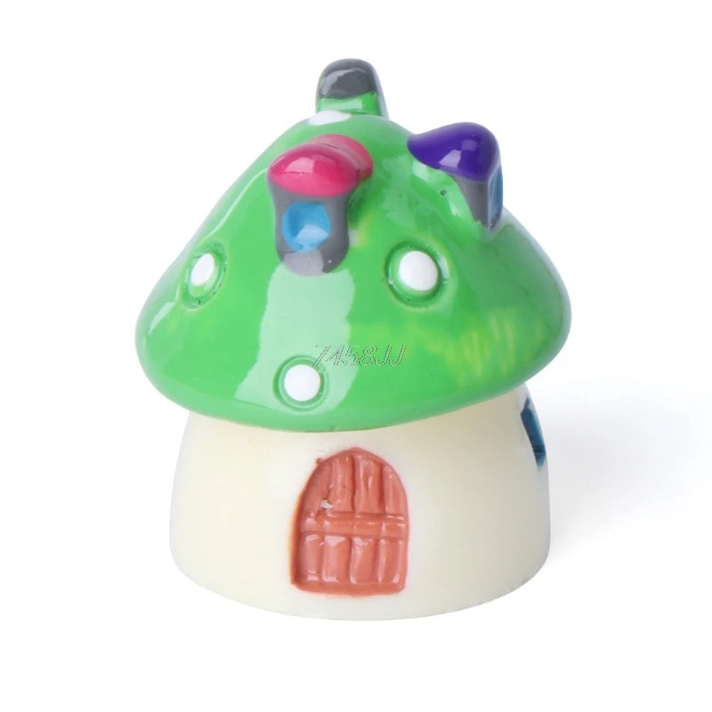 Mini Mushroom House Garden Decor Resin Figurine for Plants & Fairy Garden