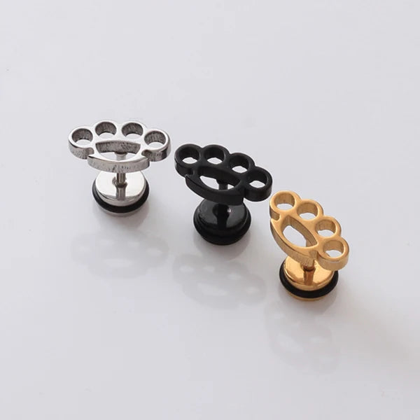 Unique Flower-Shaped Stainless Steel Ear Stud Earrings for Men Women