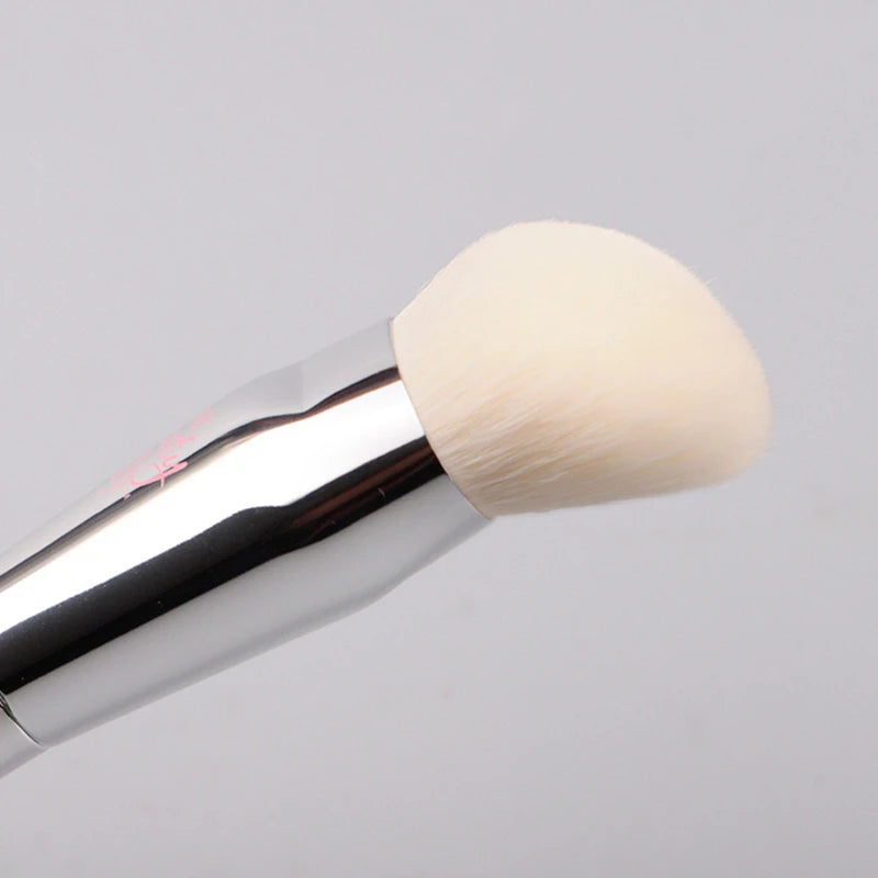 Professional Liquid Foundation Makeup Brush with Silver Chrome Finish - Dense Synthetic Bristles
