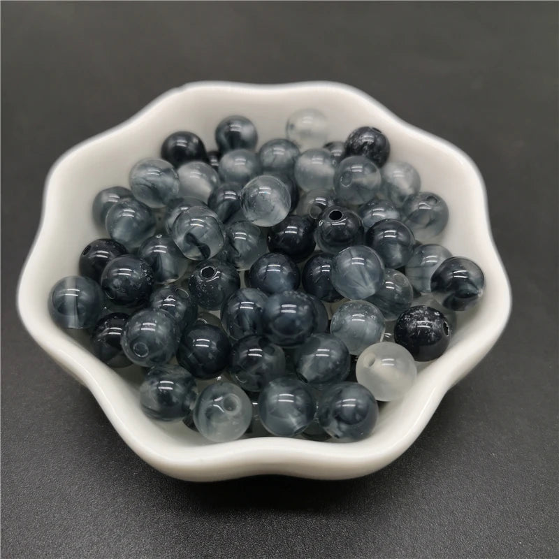 Imitation Natural Stone Acrylic Beads for Jewelry Making - Round Clouds Effect