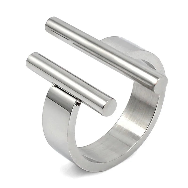 Unisex Stainless Steel Wedding Ring - Custom Silver Color, Water-Resistant, 3 Styles