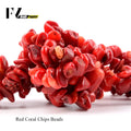 Natural Red Coral Beads for Jewelry Making Irregular Gravel Chips 5-8mm - 15 Inch