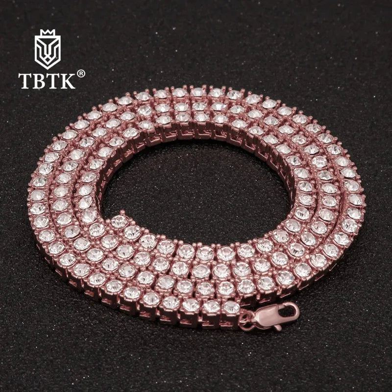 TBTK One Row Link Chain Choker Necklace with Crystals - Punk, Bling, Luxury Jewelry