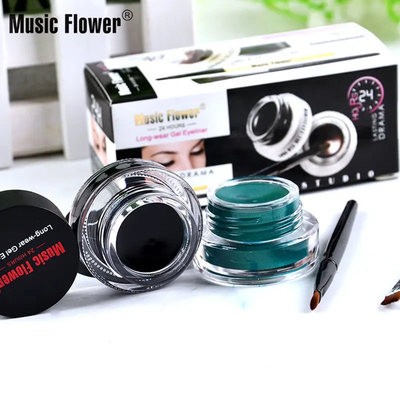 Waterproof Gel Eyeliner Set with Brushes - Long-Lasting, Smudge-Proof, 2 Colors