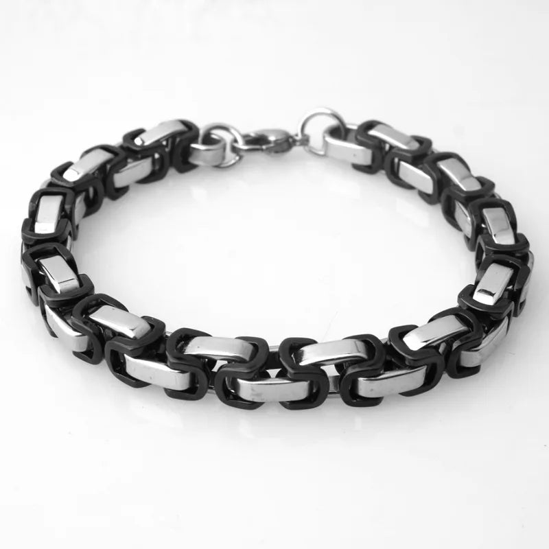 Men's Stainless Steel Byzantine Chain Bracelet 7-11 Inch Wide 5mm Jewelry