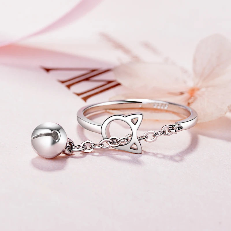 Cute Cat Head Chain Dangler Jewelry with Bell Ring Adjustable Statement Accessory for Women