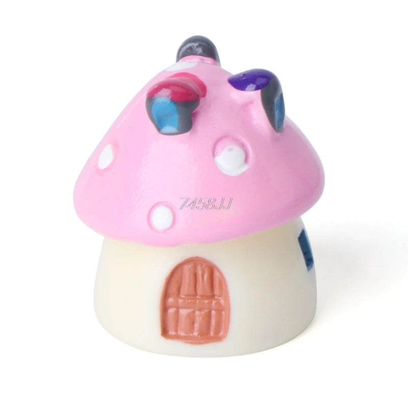 Mini Mushroom House Garden Decor Resin Figurine for Plants & Fairy Garden