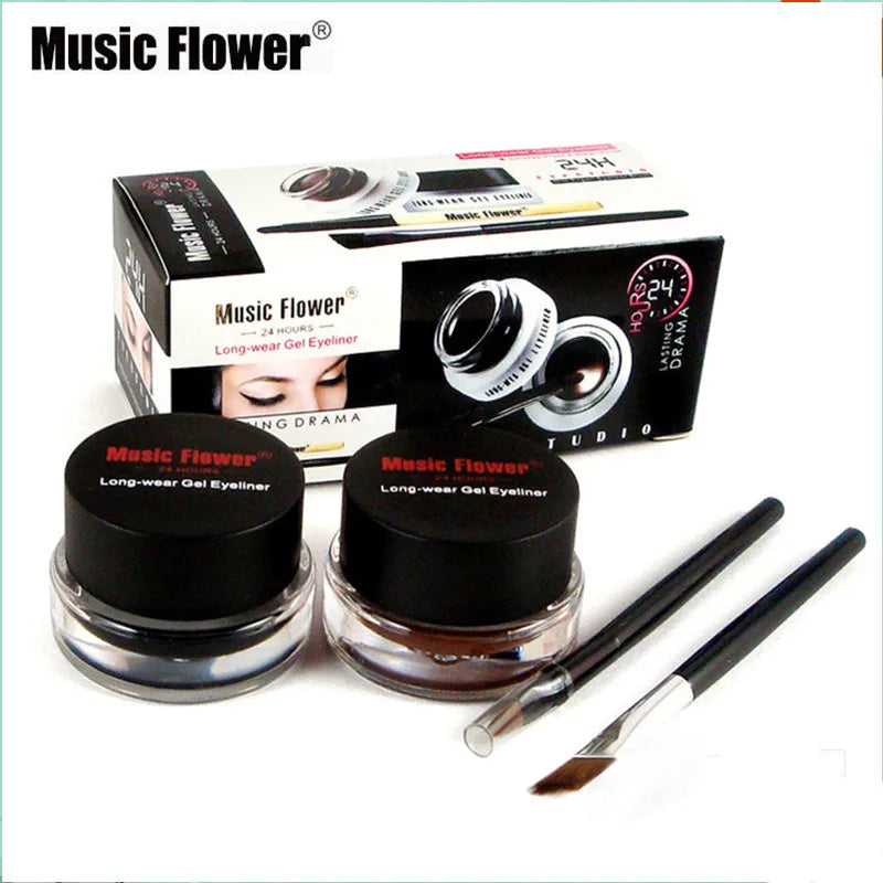 Waterproof Gel Eyeliner Kit 2-in-1 Long-Lasting Eye Makeup Set with Brushes