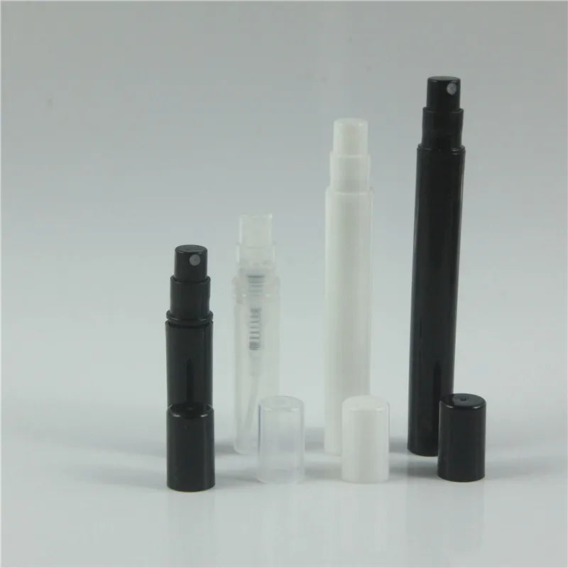 Set of 100 Plastic Perfume Spray Bottles - Various Sizes & Colors