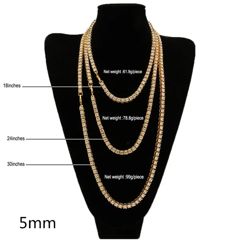 TBTK One Row Link Chain Choker Necklace with Crystals - Punk, Bling, Luxury Jewelry