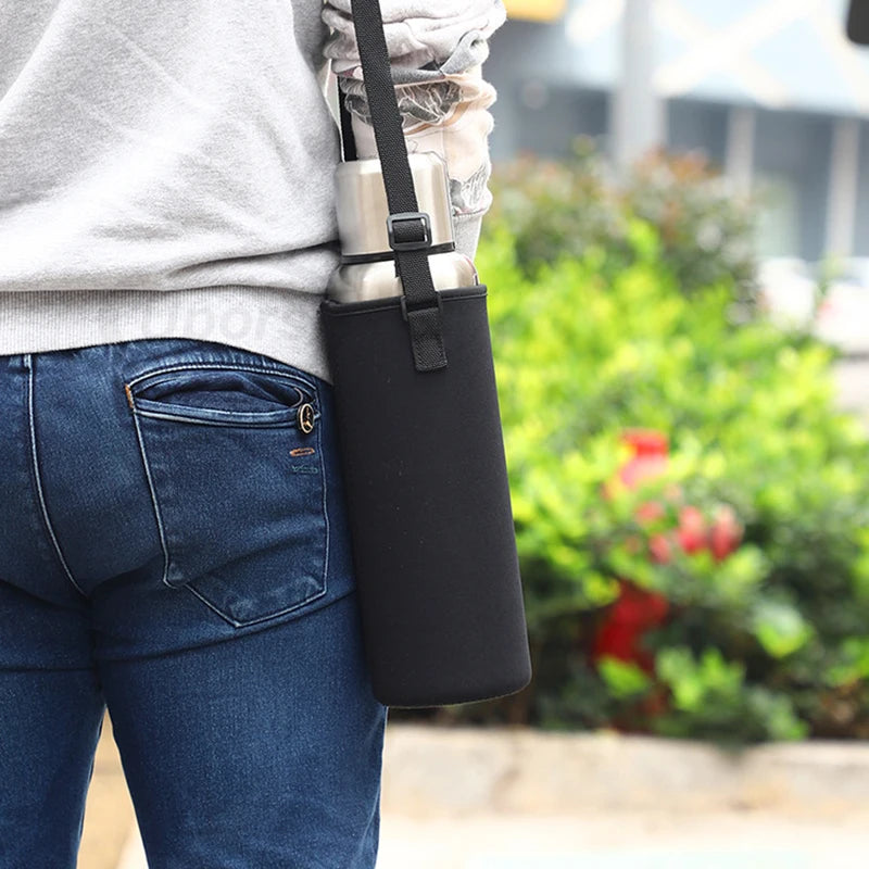 Insulated Stainless Steel Thermos Bottle with Rope Handle - Large Capacity Vacuum Flask