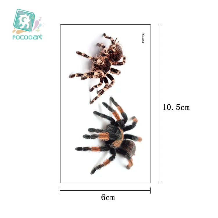 Halloween 3D Spider & Scorpion Temporary Tattoo Stickers Body Art - 10.5x6cm