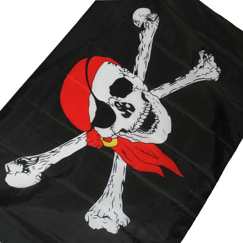Halloween Pirate Flag Banner 90x60cm Skull Crossbones Garden Party Decoration