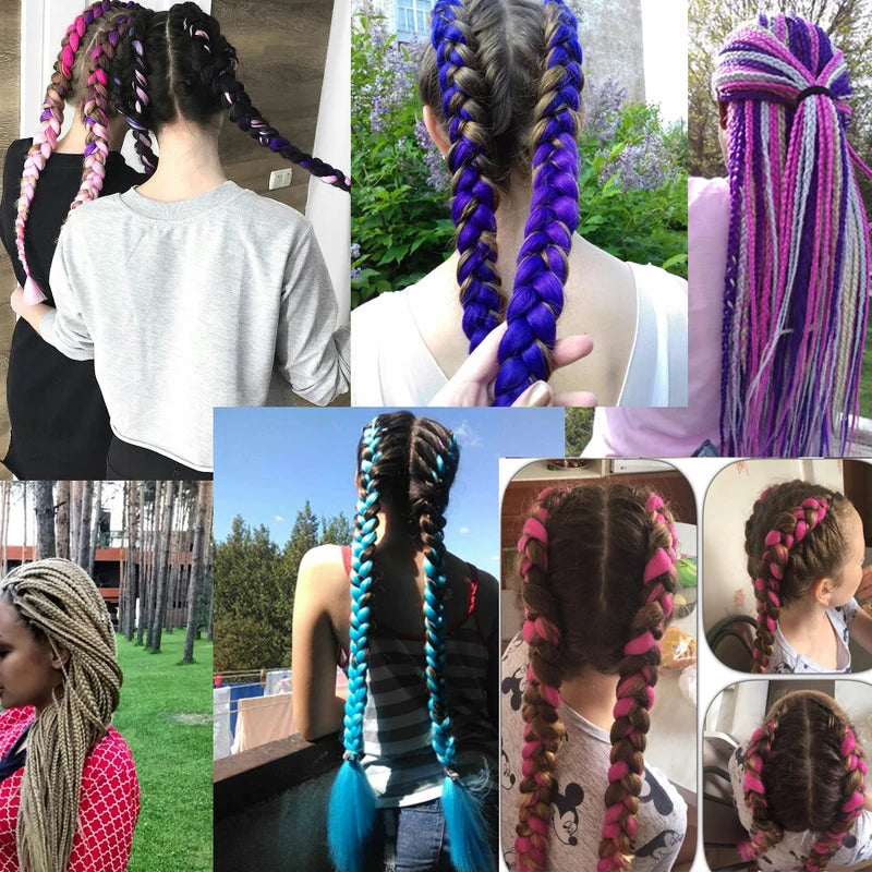 Braiding Hair Extensions - Synthetic Fiber Jumbo Braid 82 Inch 165g - Multiple Colors