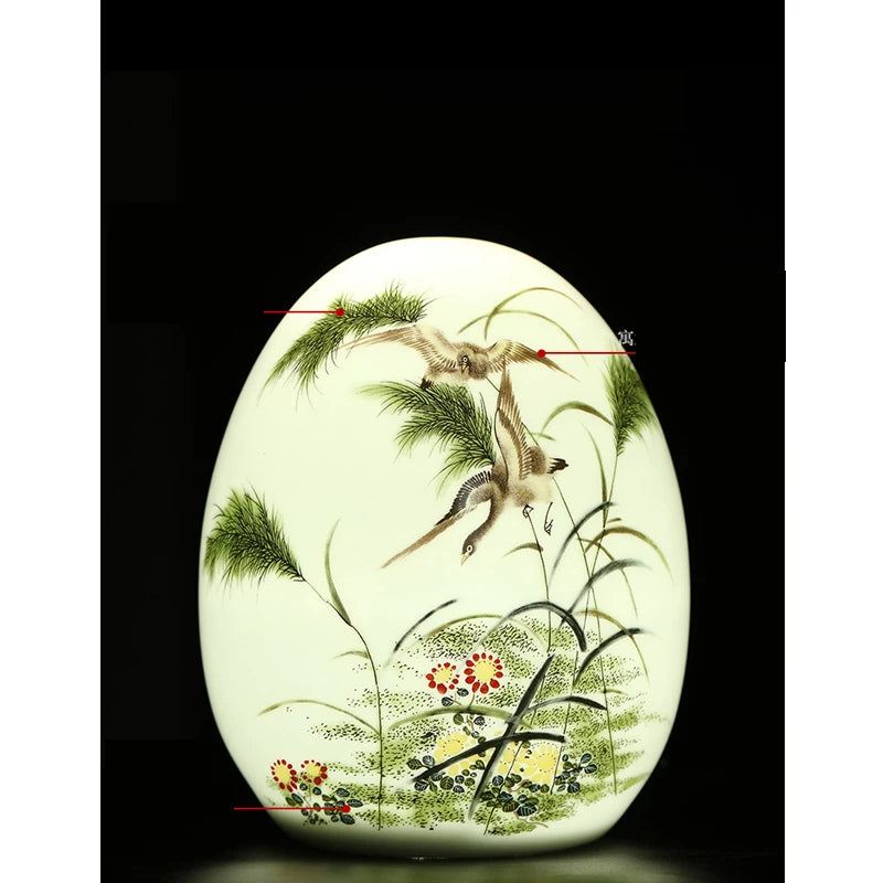 Jingdezhen Ceramic Egg Vase - Good Luck Porcelain Decor for Living Room