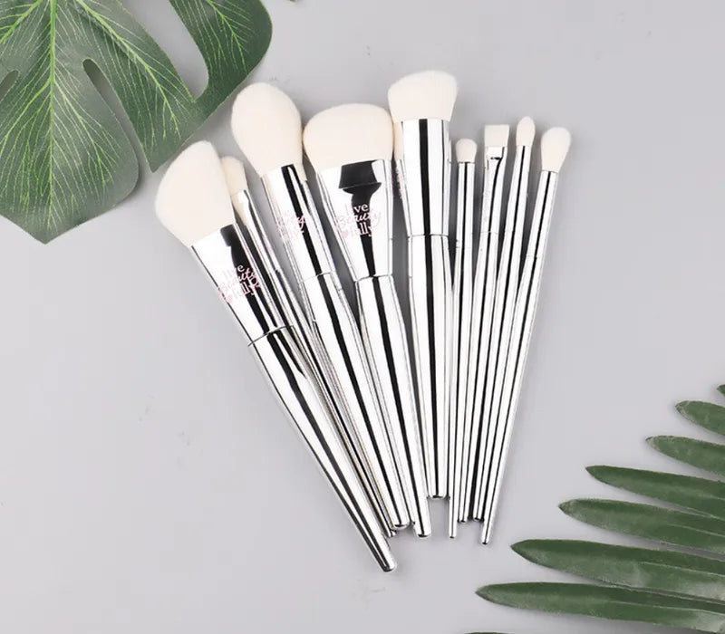 9pcs Makeup Brush Set for Face & Eyes - Foundation, Blush, Eyebrow, Highlighter