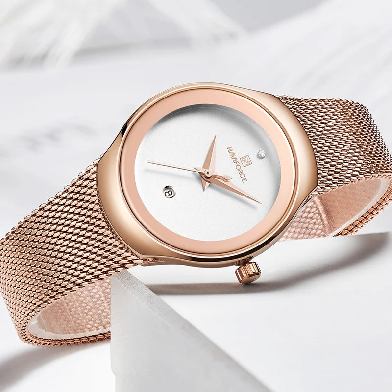 Women's Fashion Dress Quartz Watch Waterproof Stainless Steel Wristwatch