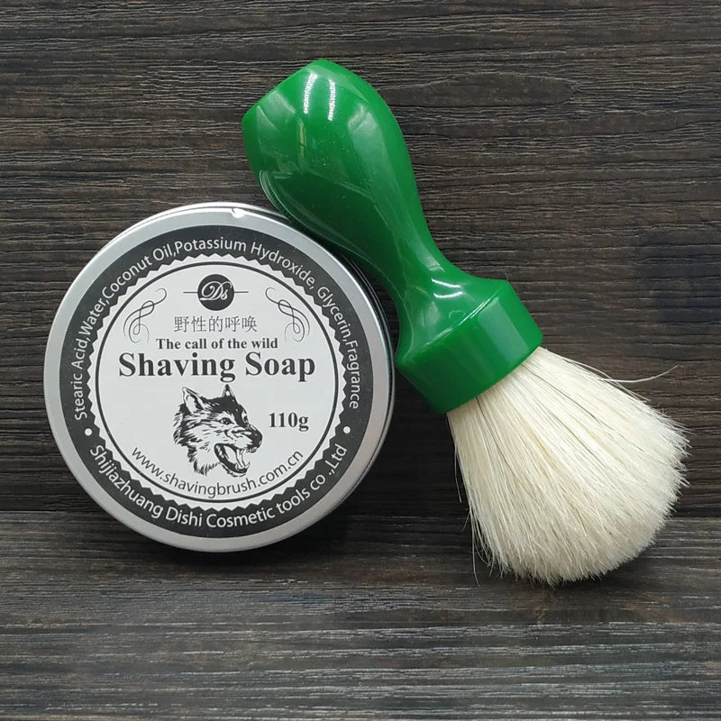 Men's Shaving Brush Boar Bristle Hair 24mm Green Resin Handle