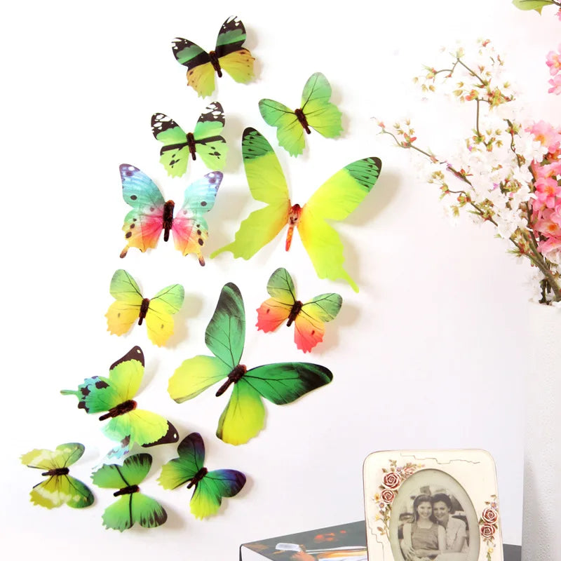 12-Pack Butterfly 3D Wall Stickers for Home Decor and Wedding Decorations