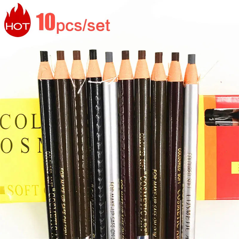 10pcs Waterproof Eyebrow Pencils Set for Natural Makeup - Microblading & Tint