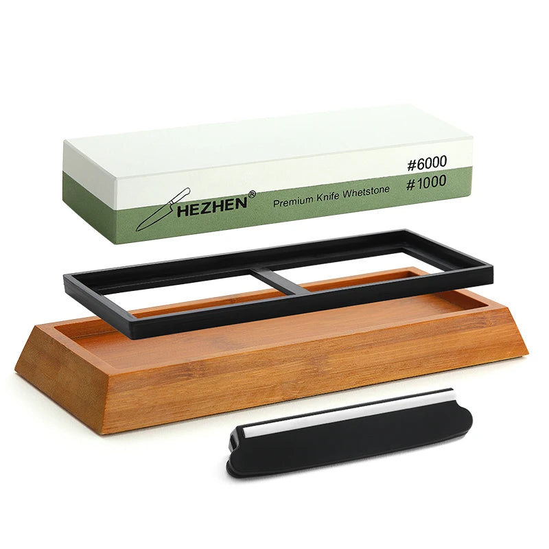 Diamond Sharpening Stone for Knives with Angle Guide 180x60x30mm - Double-Sided Whetstone for Kitchen Use