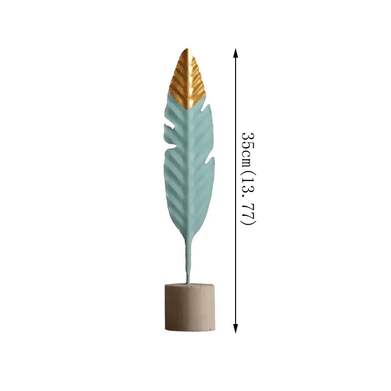 Modern Feather Wooden Figurine for Home & Office Decor - Miniature Sculpture