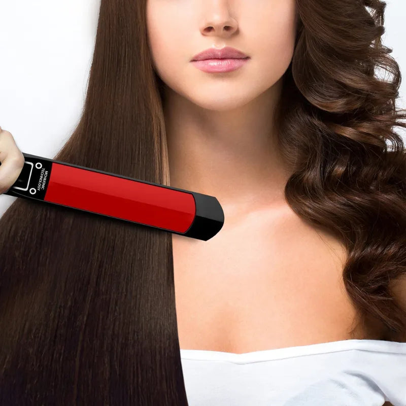 Professional Titanium Hair Straightener Flat Iron with 3D Floating Plates & High Heat