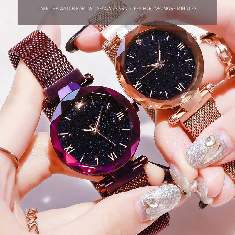 Starry Sky Women’s Magnetic Mesh Watch - Luxury Fashion Dress Wristwatch