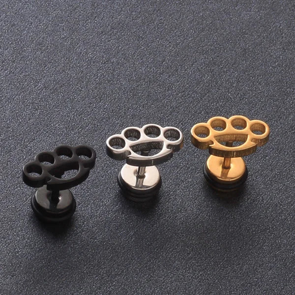 Unique Flower-Shaped Stainless Steel Ear Stud Earrings for Men Women
