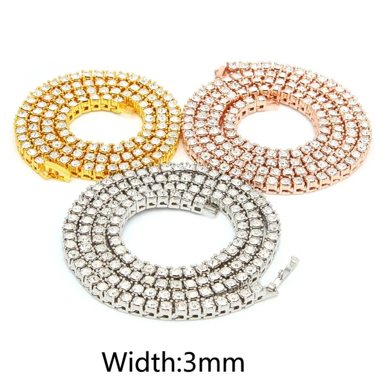 TBTK One Row Link Chain Choker Necklace with Crystals - Punk, Bling, Luxury Jewelry