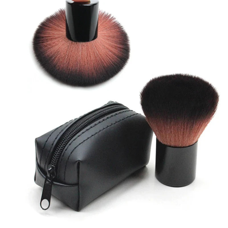 Big Black Makeup Brush Set with Bag - Powder, Blush, Contour, Kabuki, Nail Tools
