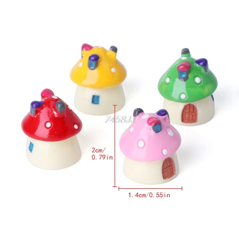 Mini Mushroom House Garden Decor Resin Figurine for Plants & Fairy Garden