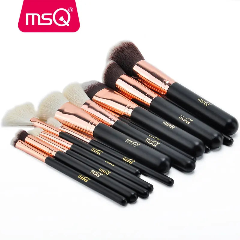 Makeup Brush Set 7 or 15 Pieces - Powder, Foundation, Eyeshadow Tools, Natural & Synthetic Hair