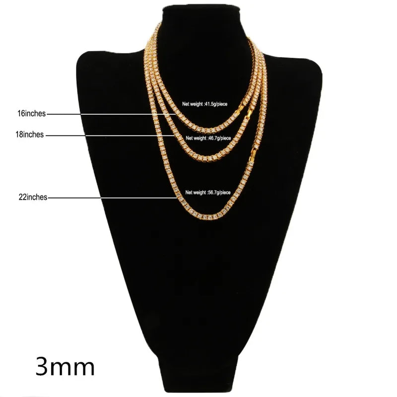 TBTK One Row Link Chain Choker Necklace with Crystals - Punk, Bling, Luxury Jewelry