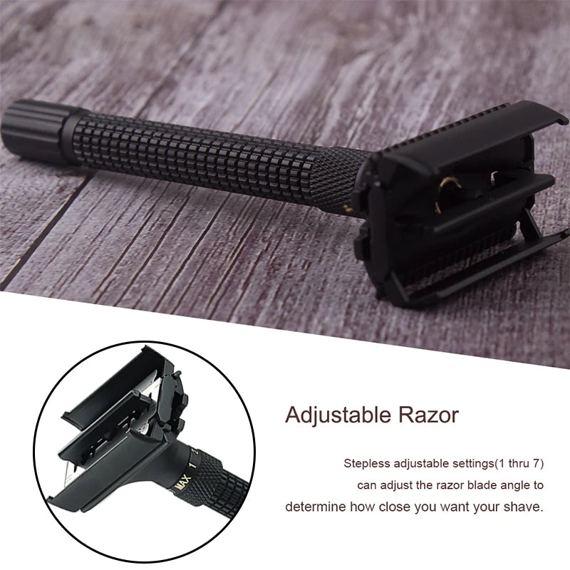 Adjustable Butterfly Open Safety Razor - Double Edge Classic Men Shaver