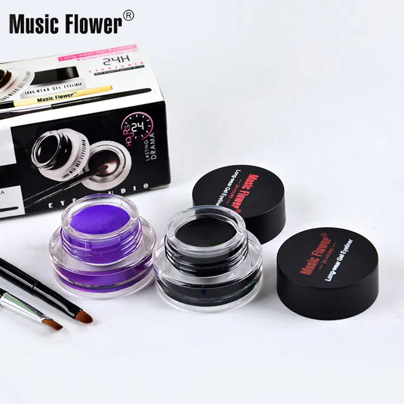 Waterproof Gel Eyeliner Set with Brushes - Long-Lasting, Smudge-Proof, 2 Colors