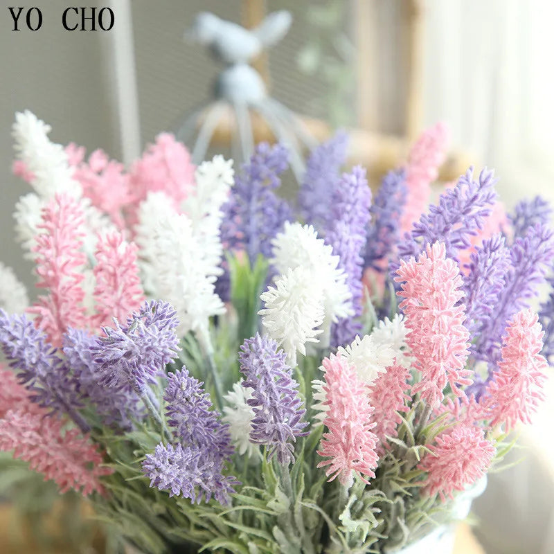 Artificial Lavender Flower Bouquet Fake Flowers for Wedding Home Decor 3Pcs