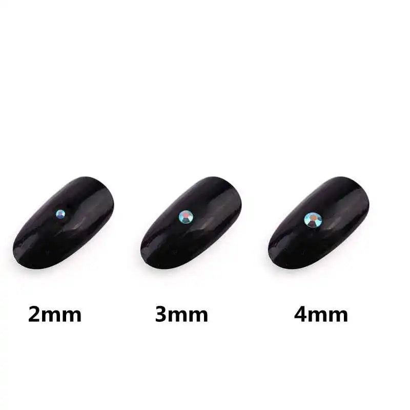 DIY Nail Art Rhinestones Set - Round AB Resin Glitter Stones for Manicure