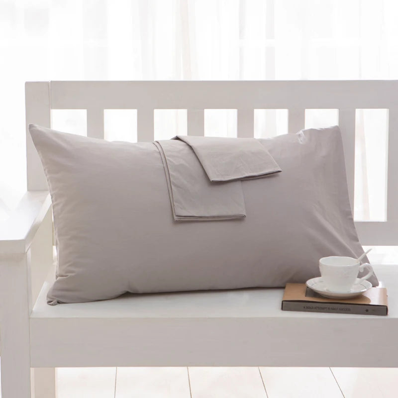 Cotton Pillowcase Solid Color Bedding Pillow Cover 40x60cm to 50x90cm