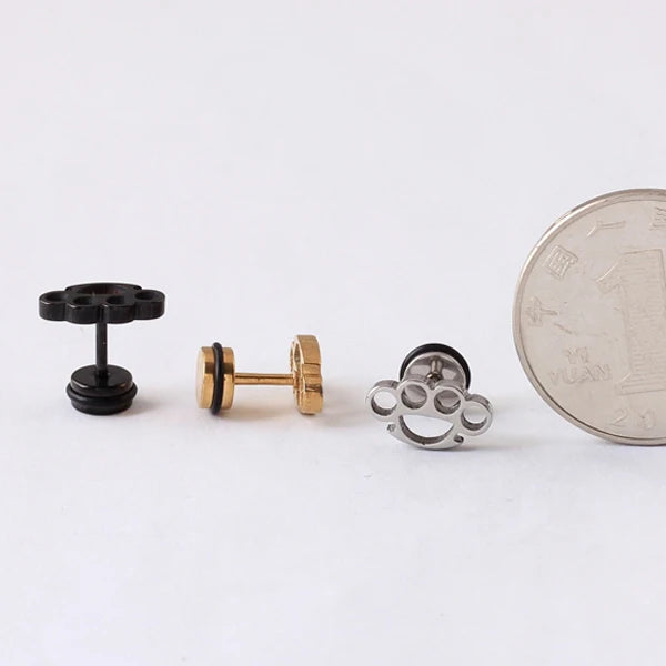 Unique Flower-Shaped Stainless Steel Ear Stud Earrings for Men Women