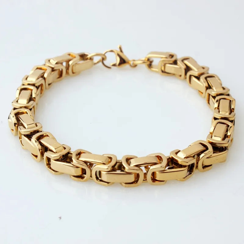 Men's Stainless Steel Byzantine Chain Bracelet 7-11 Inch Wide 5mm Jewelry
