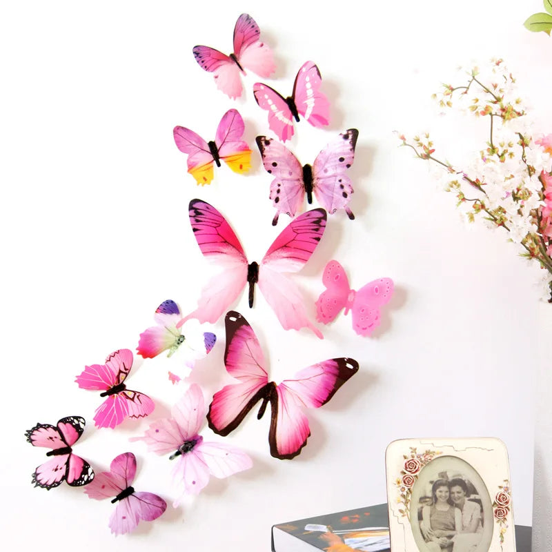 12-Pack Butterfly 3D Wall Stickers for Home Decor and Wedding Decorations