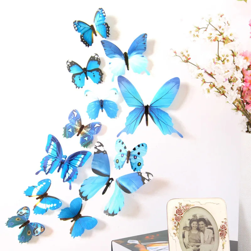 12-Pack Butterfly 3D Wall Stickers for Home Decor and Wedding Decorations